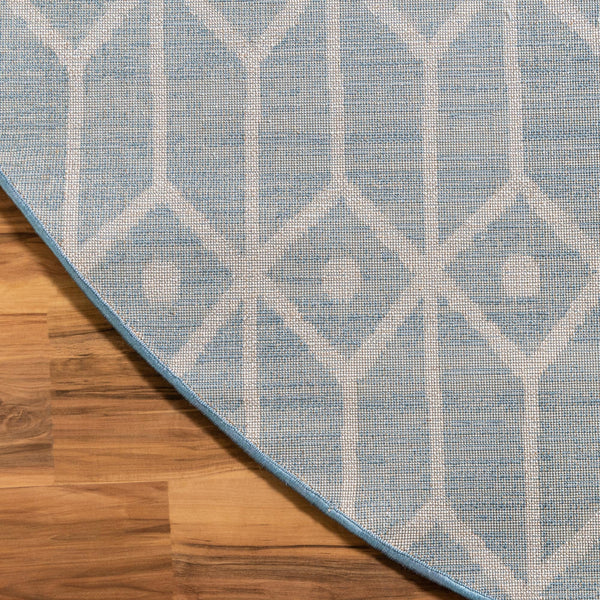 Garden Maze Retreat Collection Area Rug - Mazeview Round Blue lifestyle 141