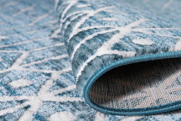 Garden Maze Retreat Collection Area Rug - Mazeview Runner Blue lifestyle 75