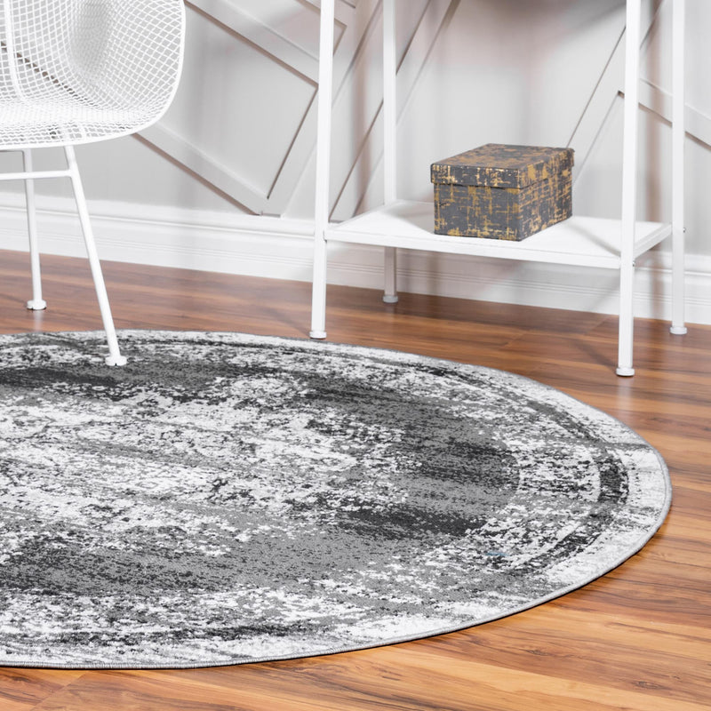 Geneva Terrace Collection Area Rug - Vevey Round Gray lifestyle 36