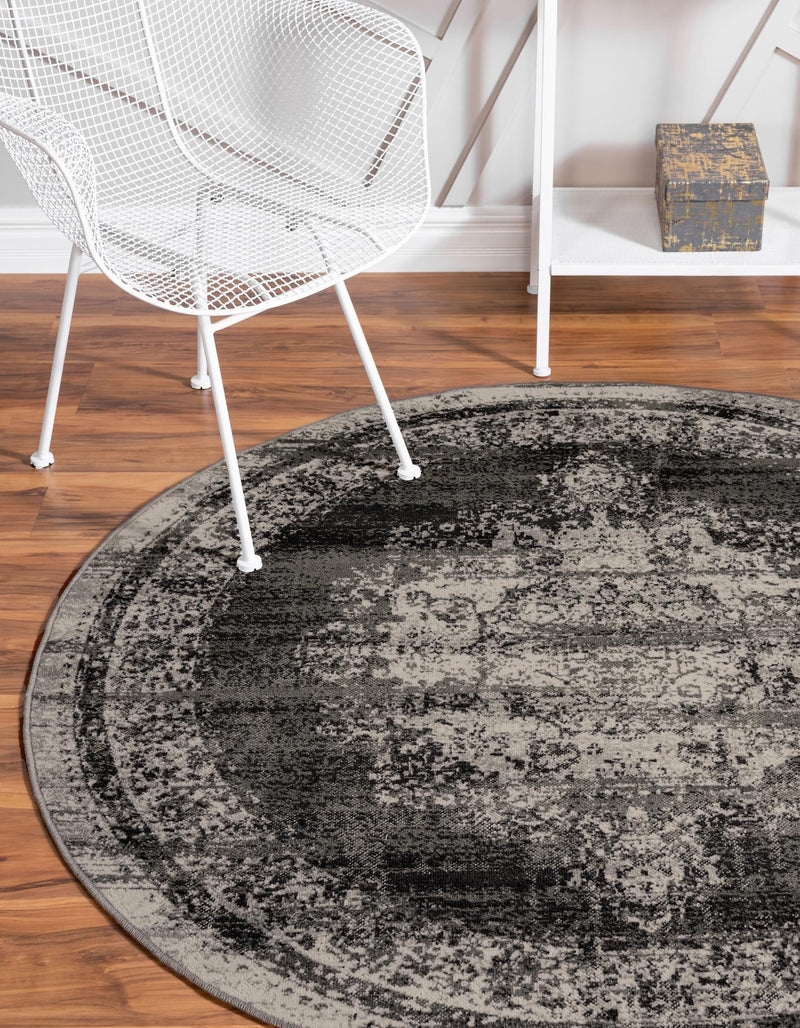 Geneva Terrace Collection Area Rug - Vevey Round Gray lifestyle 51