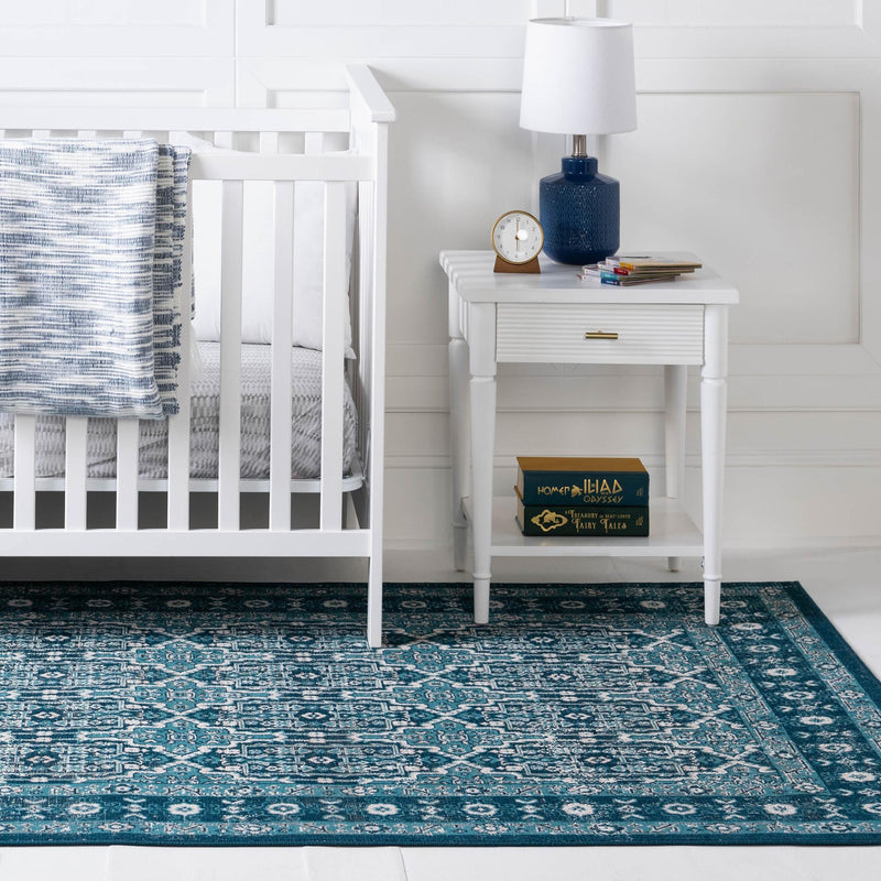 Geneva Terrace Collection Area Rug - Nyon Rectangle Blue lifestyle 12