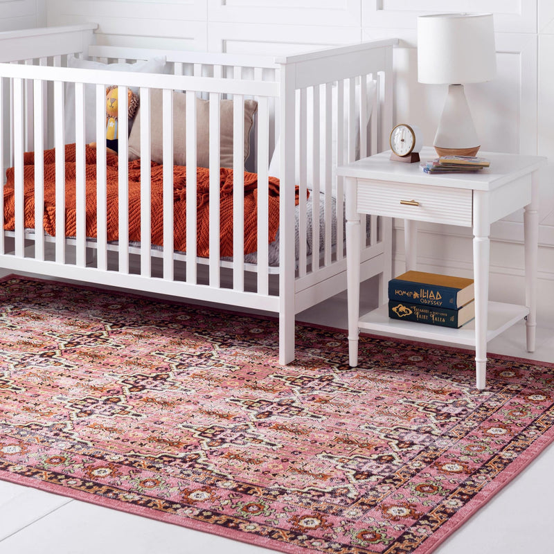 Geneva Terrace Collection Area Rug - Nyon Rectangle Pink lifestyle 3