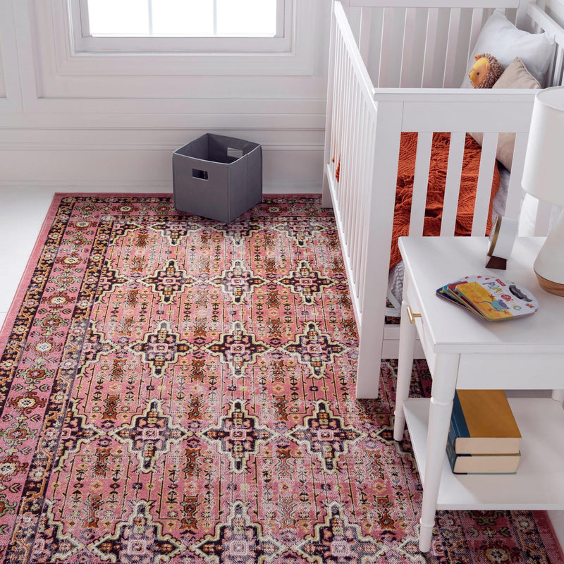 Geneva Terrace Collection Area Rug - Nyon Rectangle Pink lifestyle 5