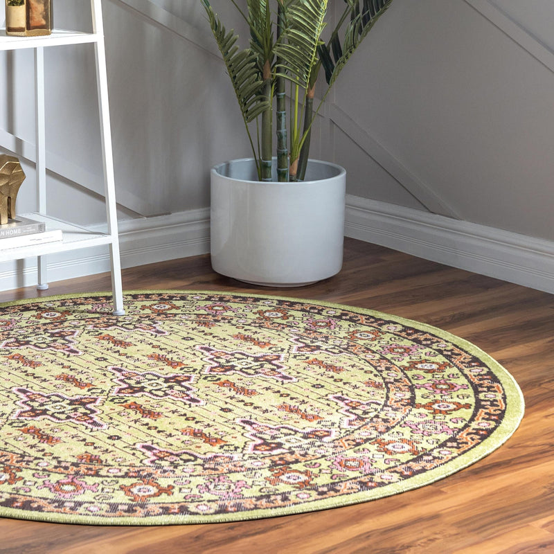 Geneva Terrace Collection Area Rug - Nyon Round Green lifestyle 33