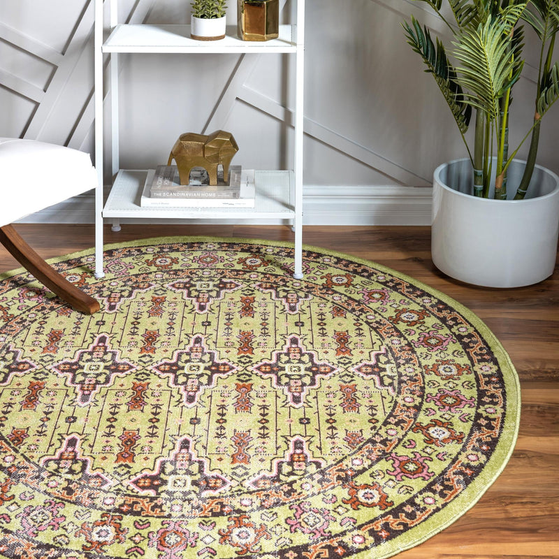 Geneva Terrace Collection Area Rug - Nyon Round Green lifestyle 35