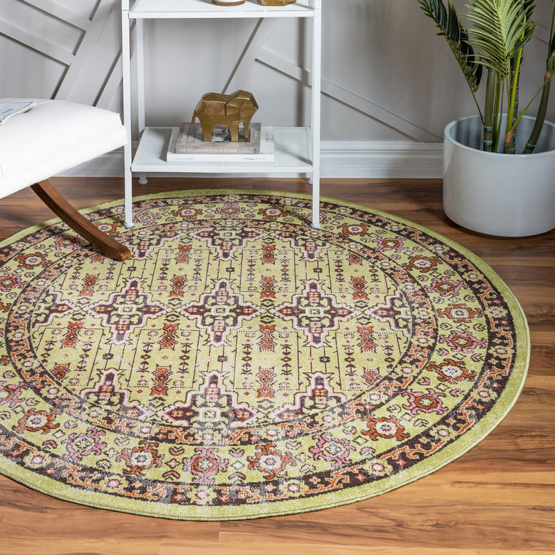 Geneva Terrace Collection Area Rug - Nyon Round Green lifestyle 37