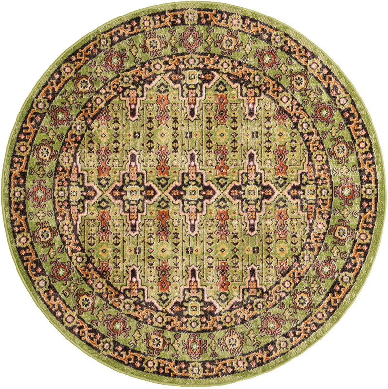 Geneva Terrace Collection Area Rug - Nyon Round Green lifestyle 31