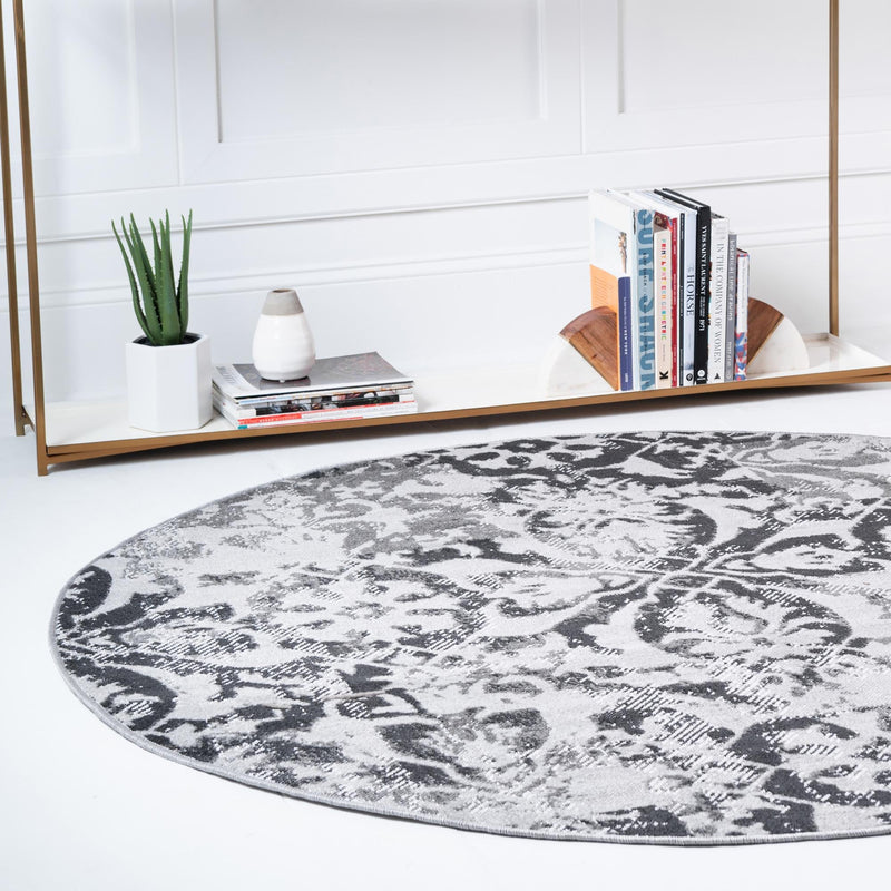 Geneva Terrace Collection Area Rug - Morges Round Gray lifestyle 20