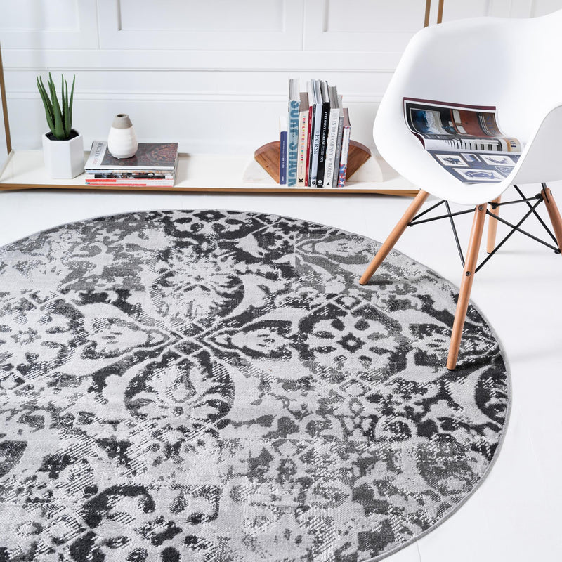 Geneva Terrace Collection Area Rug - Morges Round Gray lifestyle 22