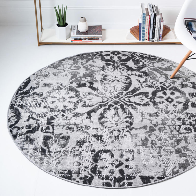 Geneva Terrace Collection Area Rug - Morges Round Gray lifestyle 24