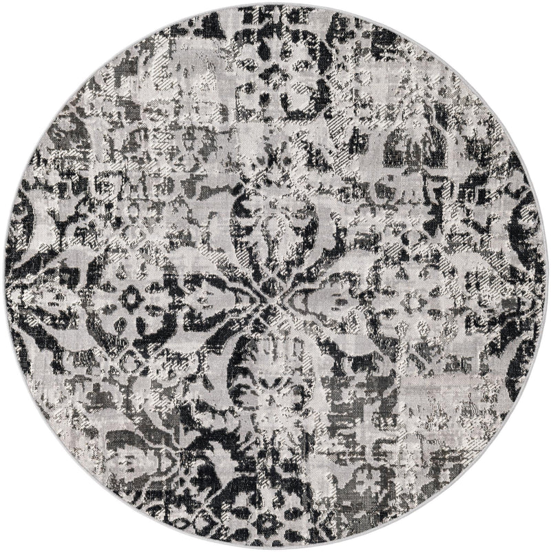 Geneva Terrace Collection Area Rug - Morges Round Gray lifestyle 18