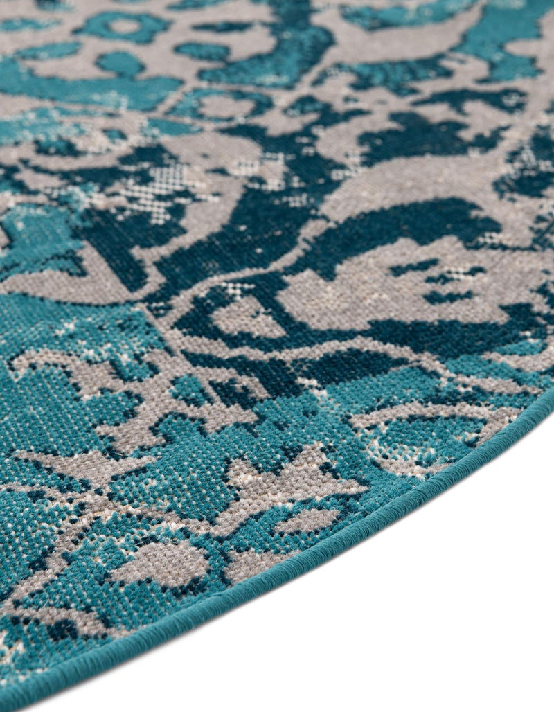 Geneva Terrace Collection Area Rug - Morges Round Blue lifestyle 55