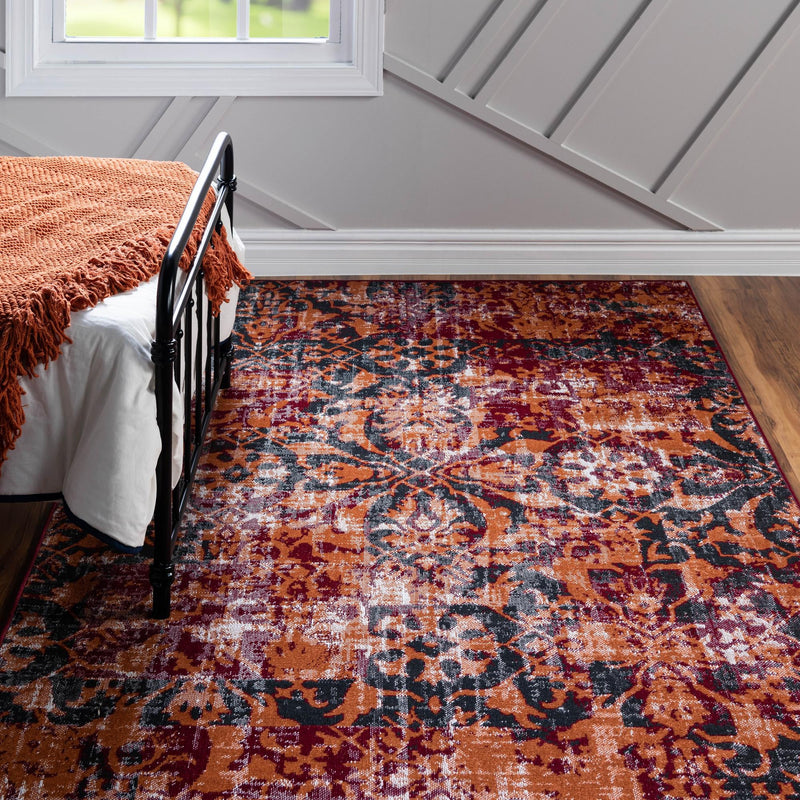 Geneva Terrace Collection Area Rug - Morges Rectangle Rust Red lifestyle 9