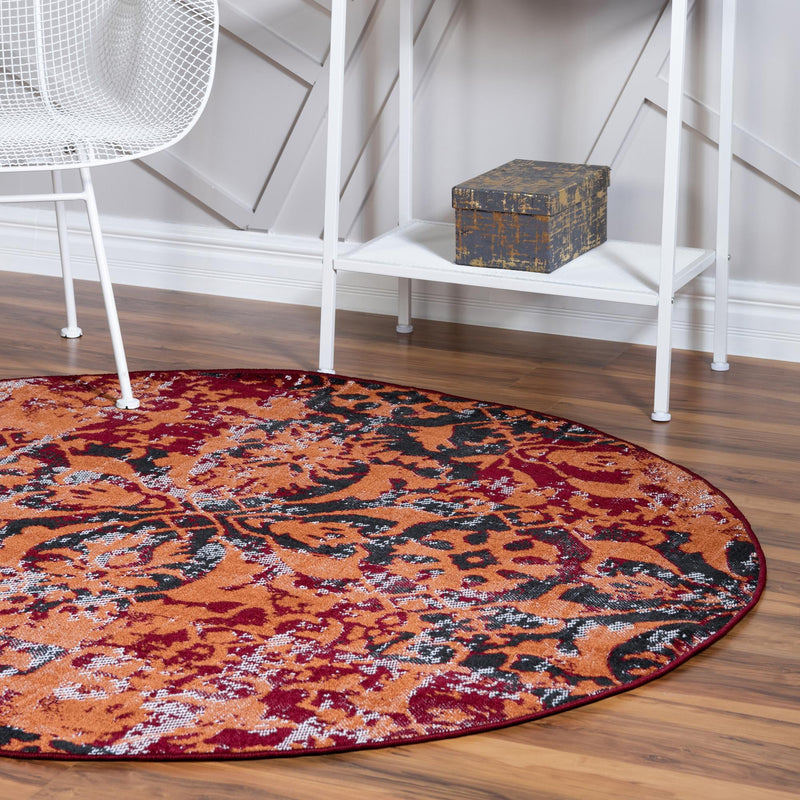 Geneva Terrace Collection Area Rug - Morges Round Rust Red lifestyle 37