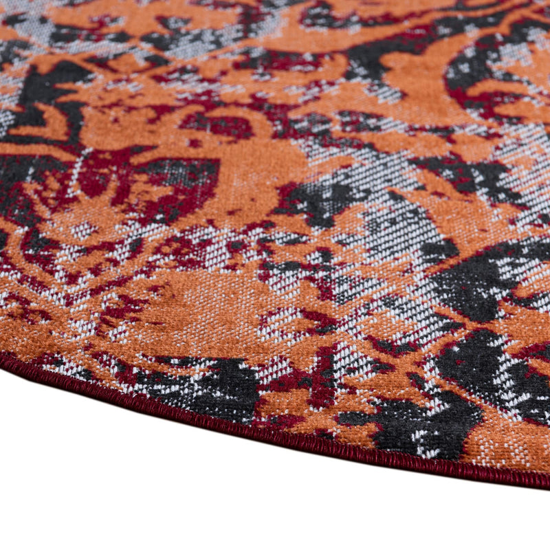 Geneva Terrace Collection Area Rug - Morges Round Rust Red lifestyle 52