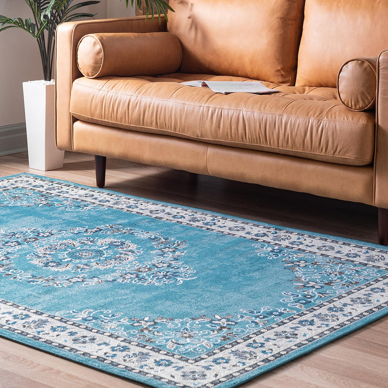 Geneva Terrace Collection Area Rug - Yverdon Rectangle Blue lifestyle 6