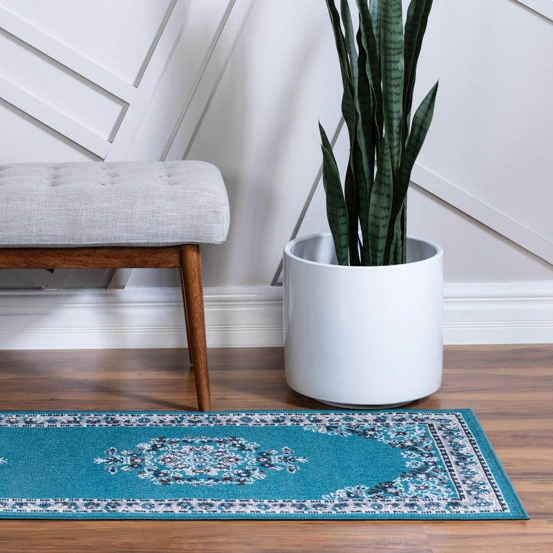 Geneva Terrace Collection Area Rug - Yverdon Runner Blue lifestyle 47