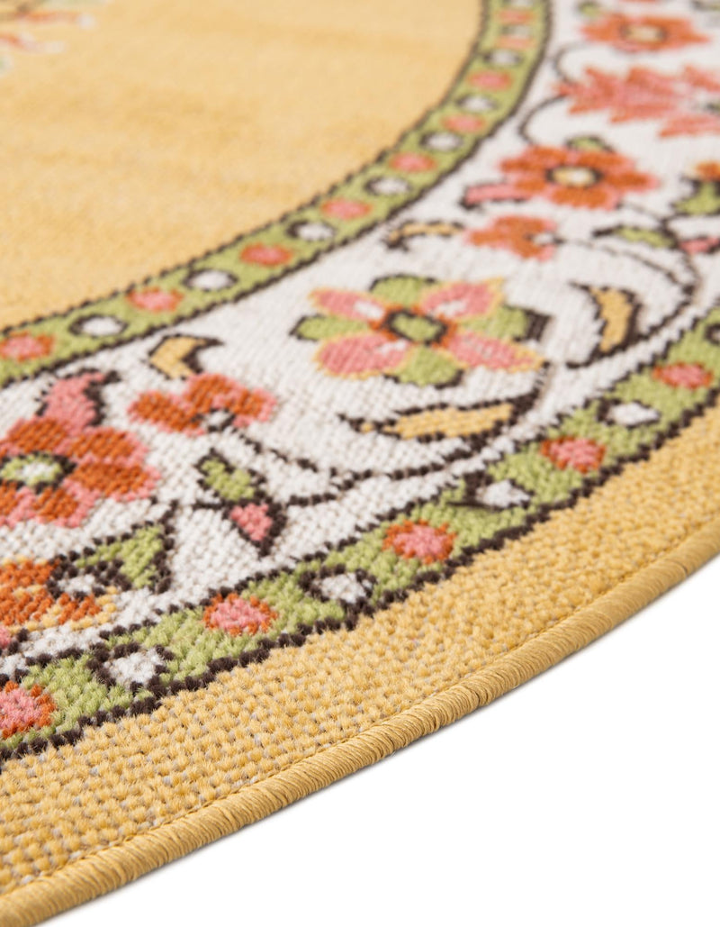 Geneva Terrace Collection Area Rug - Yverdon Round Yellow lifestyle 107