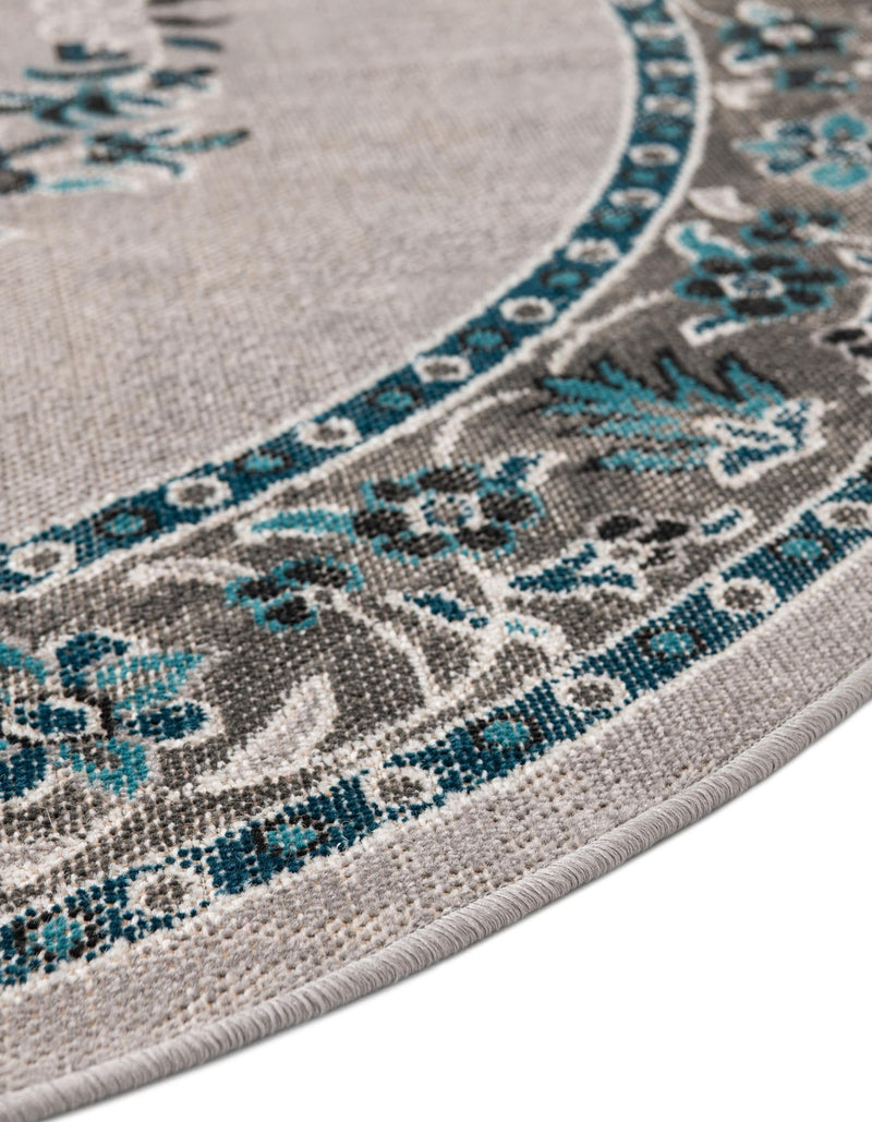 Geneva Terrace Collection Area Rug - Yverdon Round Gray lifestyle 119
