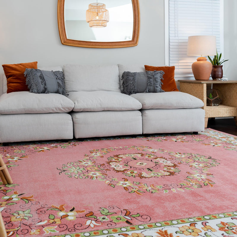 Geneva Terrace Collection Area Rug - Yverdon Rectangle Rose lifestyle 20