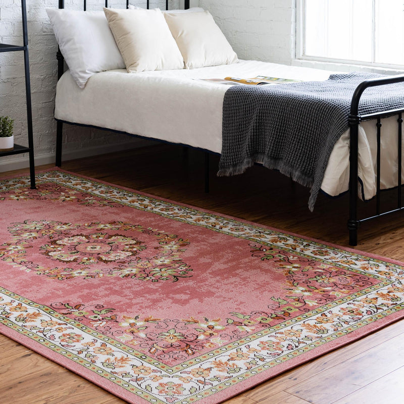 Geneva Terrace Collection Area Rug - Yverdon Rectangle Rose lifestyle 3