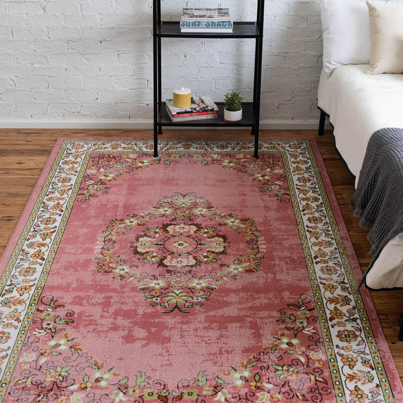Geneva Terrace Collection Area Rug - Yverdon Rectangle Rose lifestyle 5