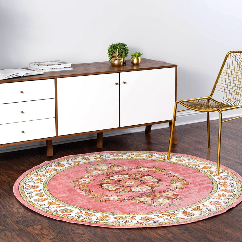 Geneva Terrace Collection Area Rug - Yverdon Round Rose lifestyle 71