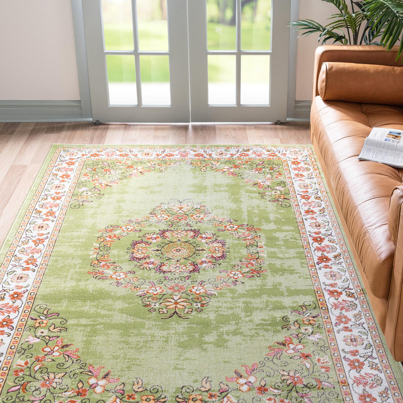 Geneva Terrace Collection Area Rug - Yverdon Rectangle Green lifestyle 6