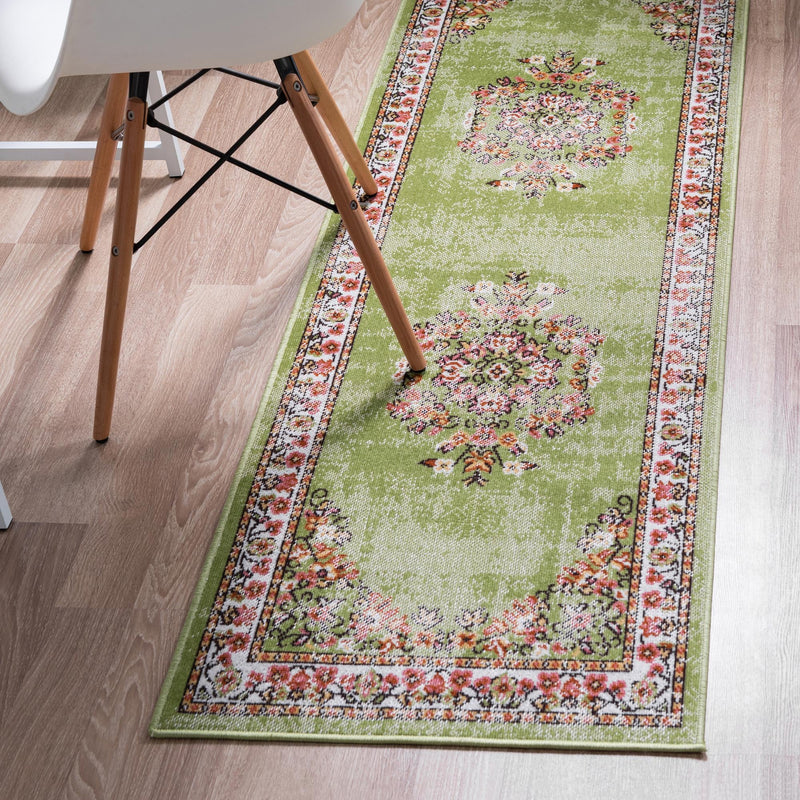 Geneva Terrace Collection Area Rug - Yverdon Runner Green lifestyle 34