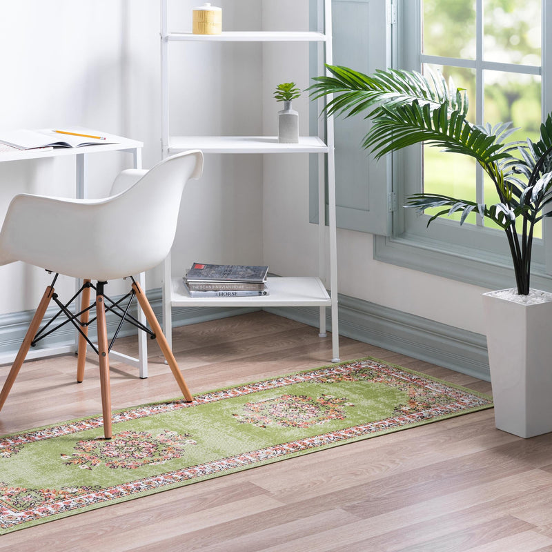 Geneva Terrace Collection Area Rug - Yverdon Runner Green lifestyle 41