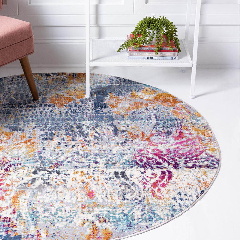 Santa Monica Sands Collection Area Rug - Pacific Round Multi lifestyle 29
