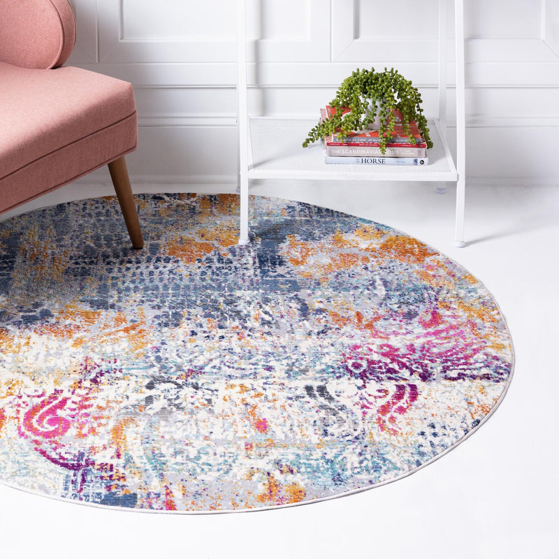 Santa Monica Sands Collection Area Rug - Pacific Round Multi lifestyle 34