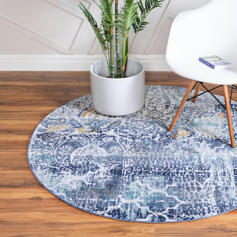 Santa Monica Sands Collection Area Rug - Pacific Round Blue lifestyle 36