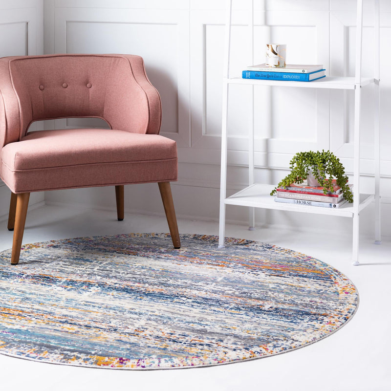 Santa Monica Sands Collection Area Rug - Palisades Round Multi lifestyle 19