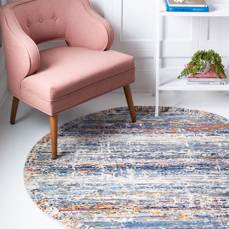 Santa Monica Sands Collection Area Rug - Palisades Round Multi lifestyle 22