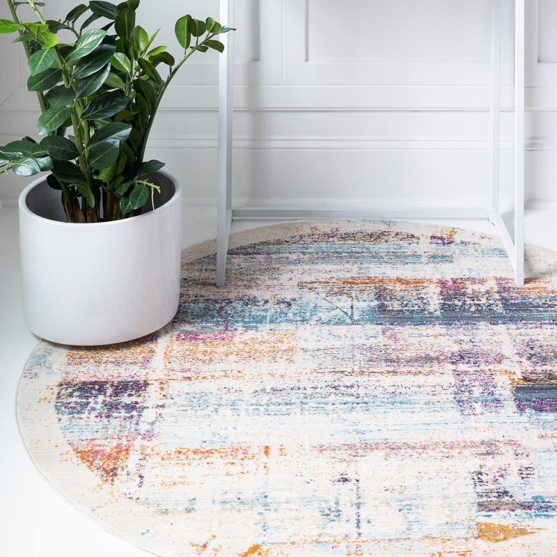 Santa Monica Sands Collection Area Rug - Riviera Round Multi lifestyle 13