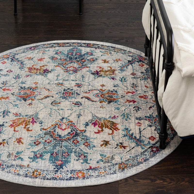 Prague Tapestry Collection Area Rug - Moravia Round Ivory lifestyle 58