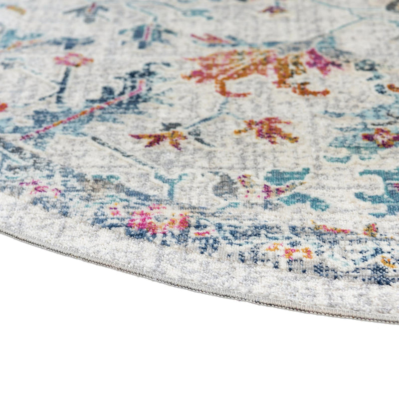 Prague Tapestry Collection Area Rug - Moravia Round Ivory lifestyle 63
