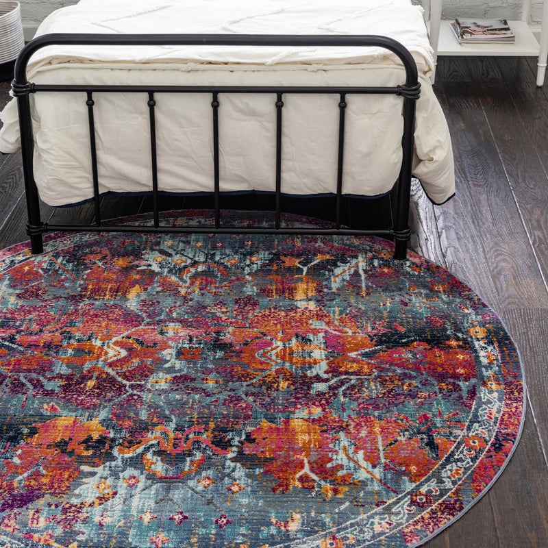 Prague Tapestry Collection Area Rug - Moravia Round Red lifestyle 41