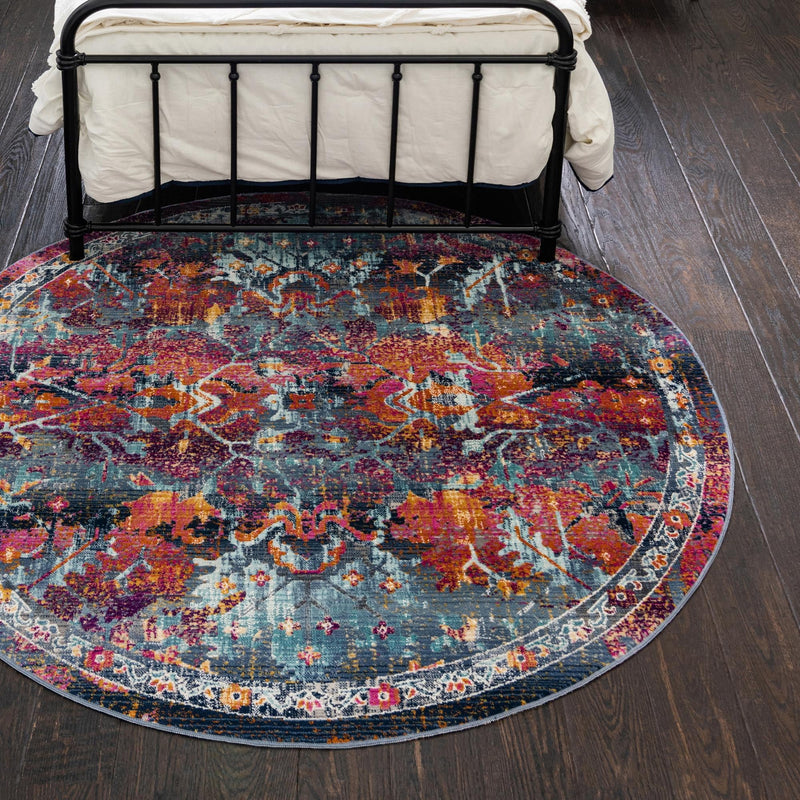 Prague Tapestry Collection Area Rug - Moravia Round Red lifestyle 45