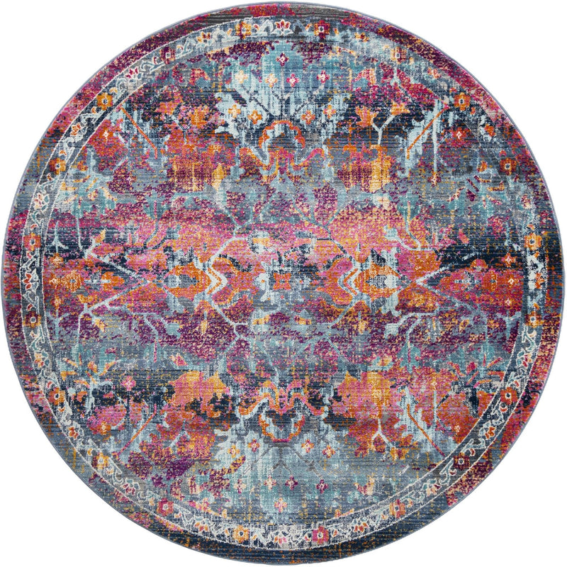Prague Tapestry Collection Area Rug - Moravia Round Red lifestyle 33