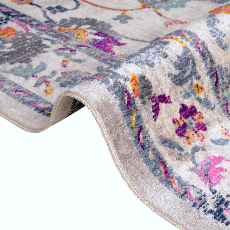 Prague Tapestry Collection Area Rug - Vysehrad Round Ivory lifestyle 45