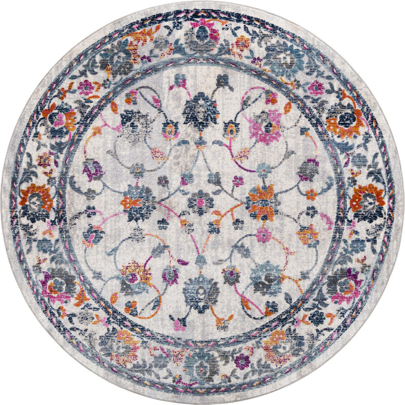 Prague Tapestry Collection Area Rug - Vysehrad Round Ivory lifestyle 18