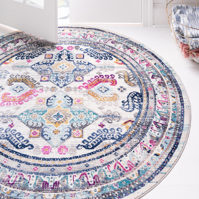 Prague Tapestry Collection Area Rug - Karlovy Round Multi lifestyle 19