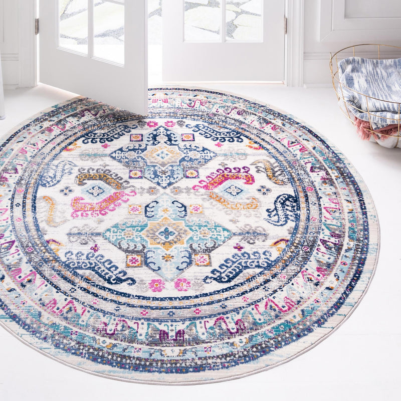 Prague Tapestry Collection Area Rug - Karlovy Round Multi lifestyle 21