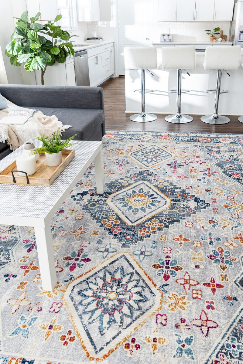 Prague Tapestry Collection Area Rug - Sumava Rectangle Light Gray lifestyle 24