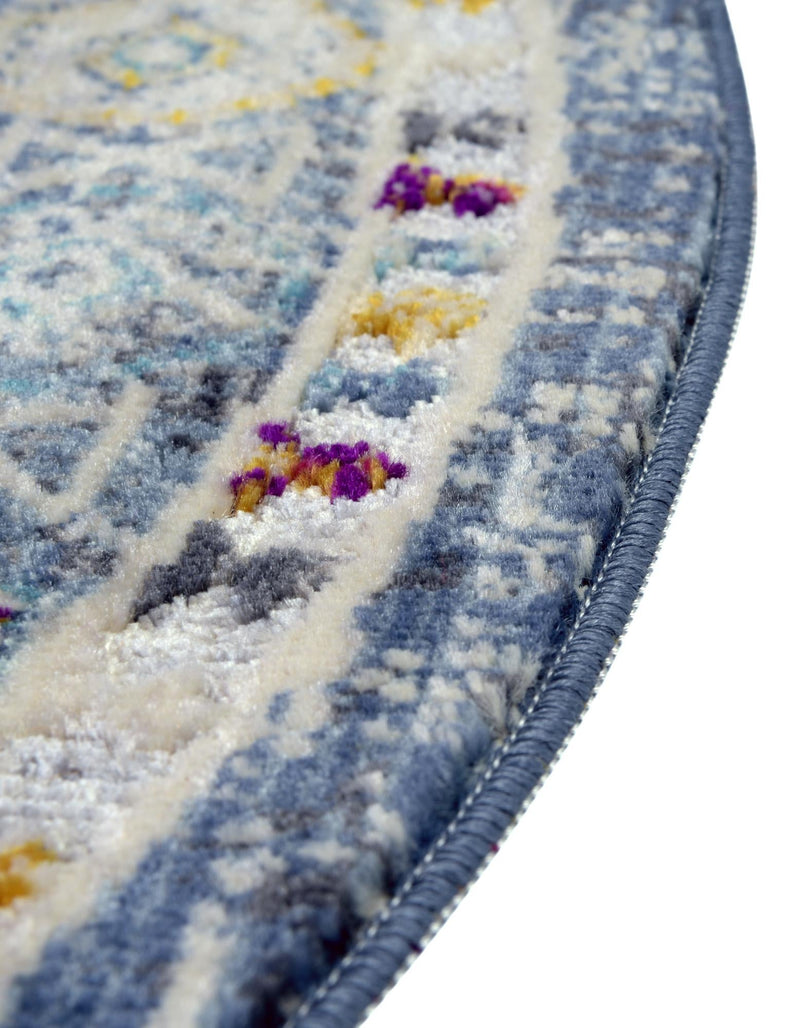 Prague Tapestry Collection Area Rug - Sumava Round Light Gray lifestyle 64