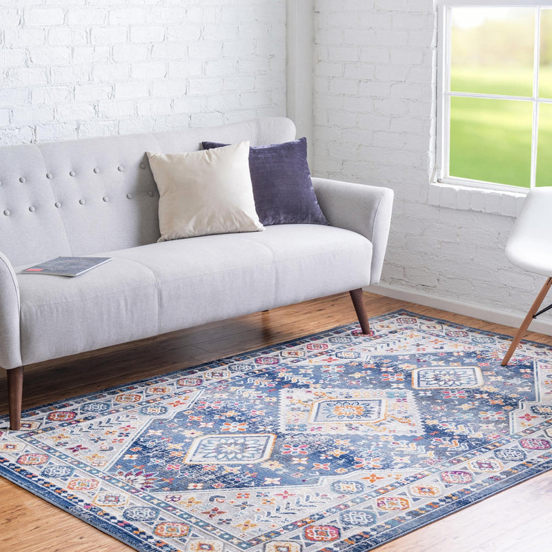 Prague Tapestry Collection Area Rug - Sumava Rectangle Blue lifestyle 3