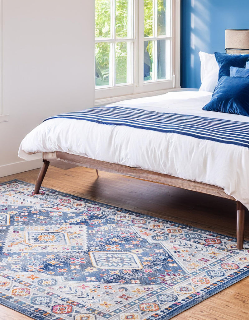 Prague Tapestry Collection Area Rug - Sumava Rectangle Blue lifestyle 9
