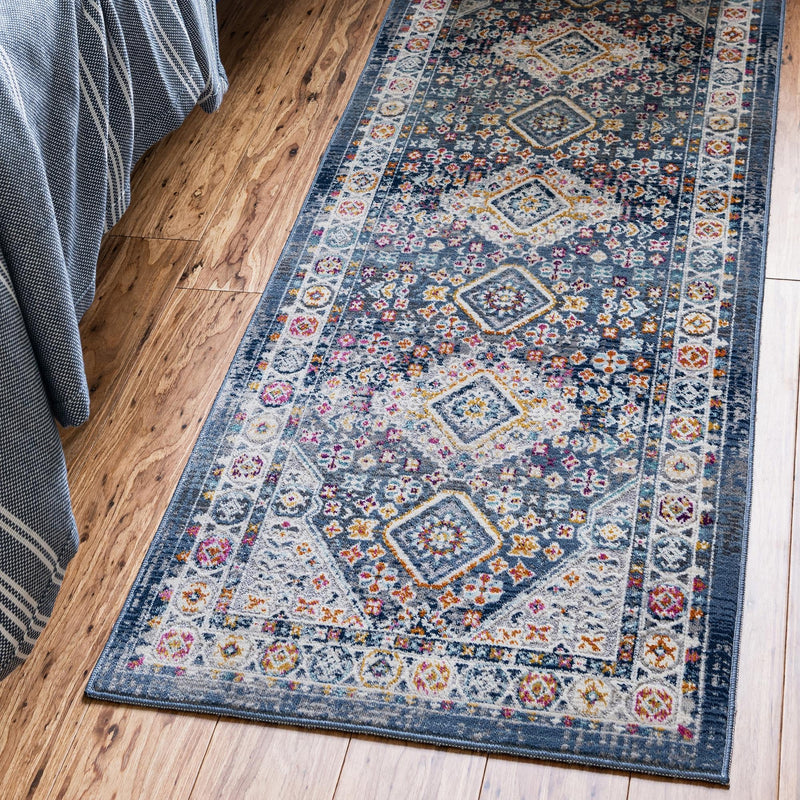 Prague Tapestry Collection Area Rug - Sumava Runner Blue lifestyle 38
